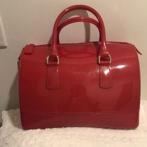 Red, large size, candy original FURLA bag